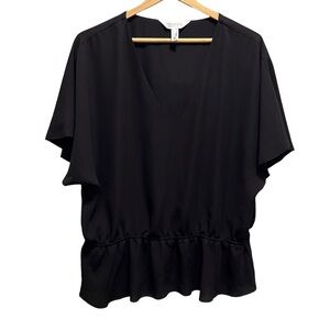 Addition Elle Black Boxy Vneck Blouse Size 1X